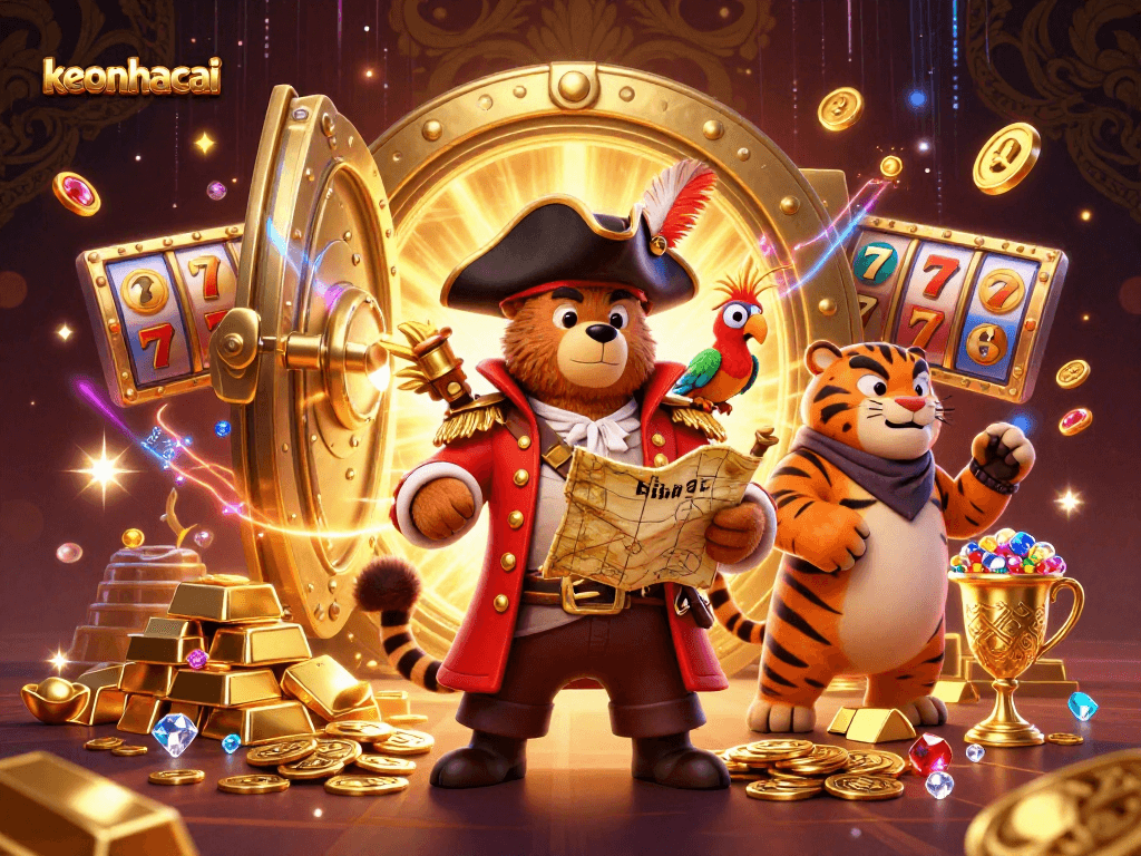 Engage with keonhacai for thrilling jackpot adventures featuring treasure and fun characters.