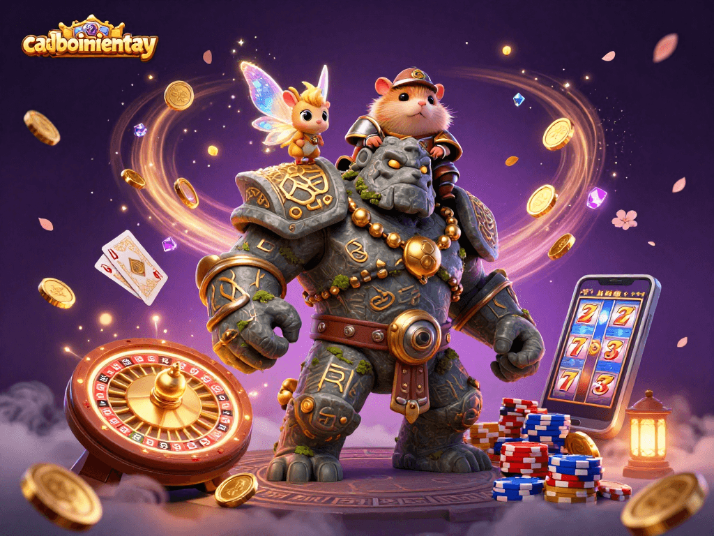 Engage in caoboimientay gameplay with magical 3D characters amidst vibrant casino elements.