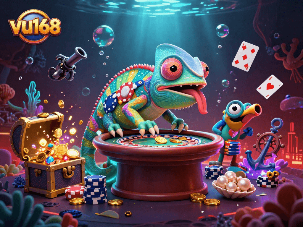 Experience engaging gameplay at vu168 with vibrant casino scenes filled with exciting characters and action.
