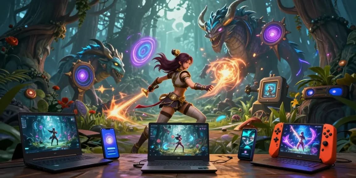 Female protagonist porn games scene featuring an enchanting character battling mythical creatures in a fantasy world.