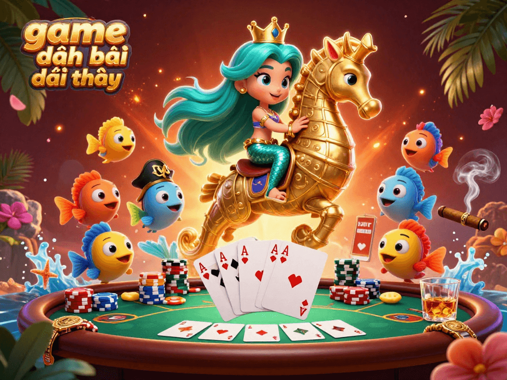 Experience the excitement of game đánh bài đổi thưởng with vibrant characters in a dynamic poker scene.