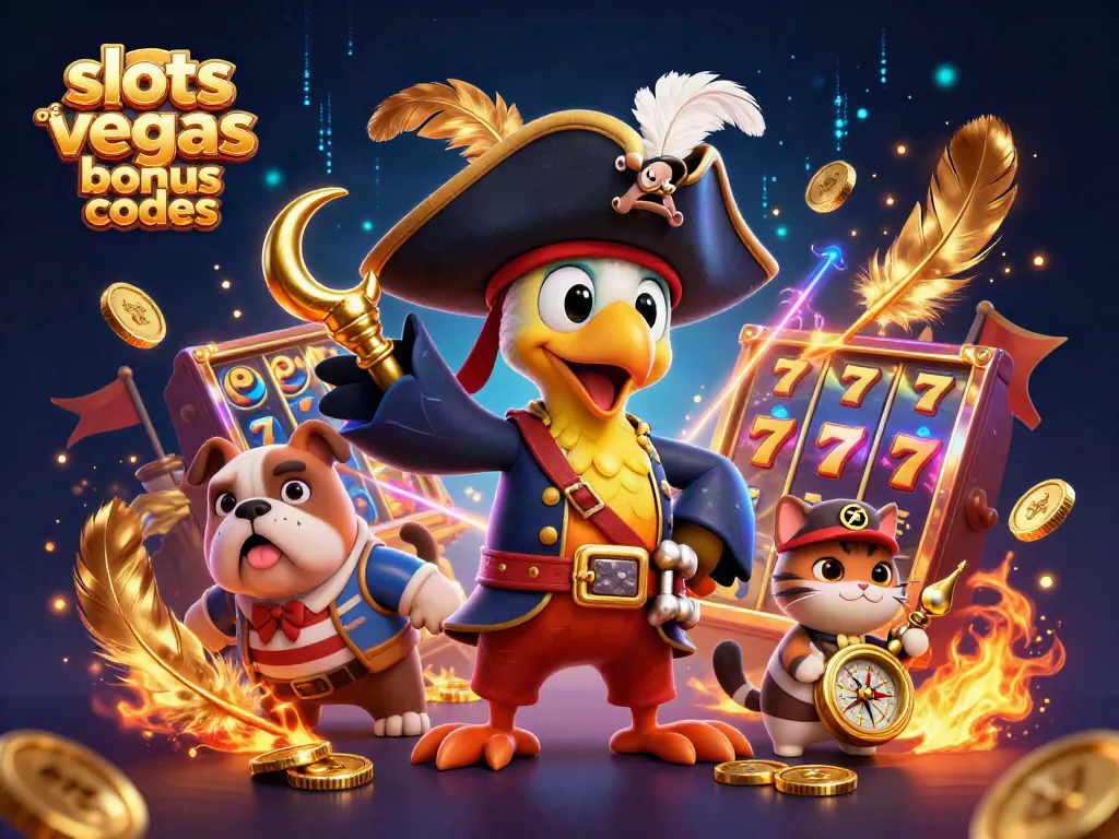 Win big with slots of vegas bonus codes in this vibrant 3D casino illustration