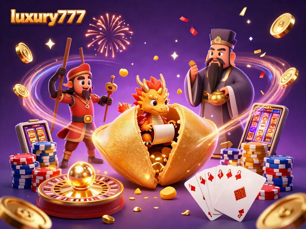 Experience thrilling gameplay with luxury777 as golden treasures and characters shine in a vibrant casino scene.