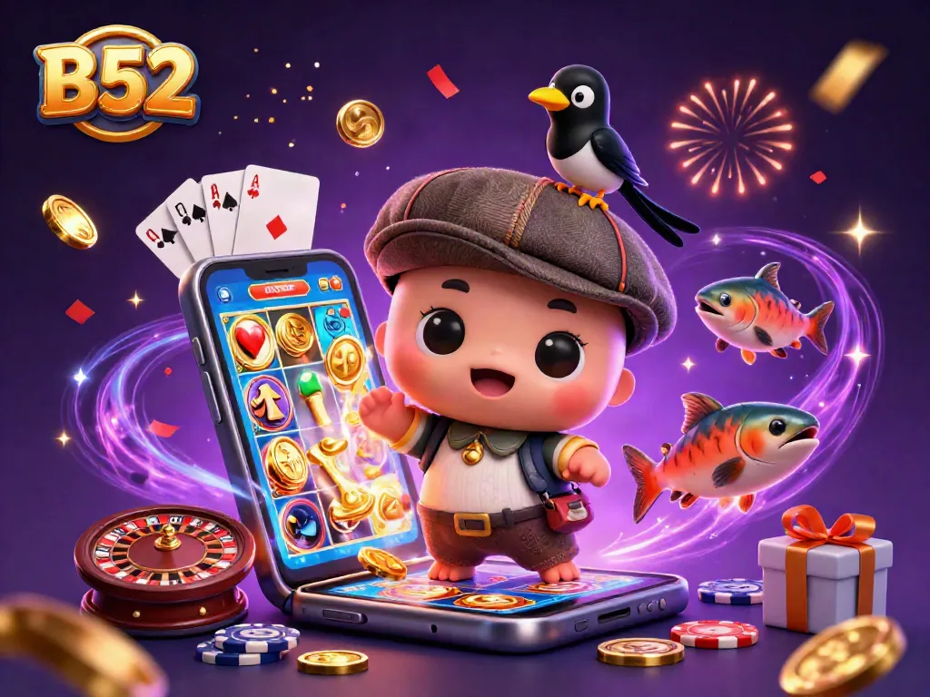 B52 slot game action featuring a playful Loch Ness monster with casino elements