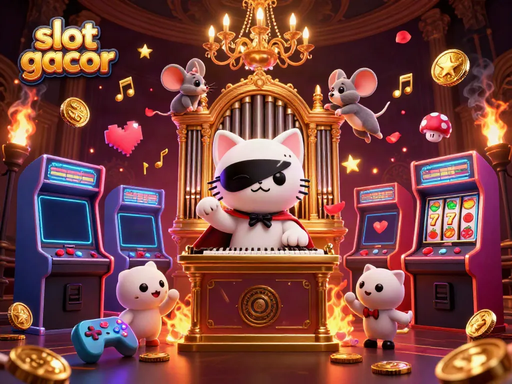 Engage with slot gacor action featuring a dramatic casino scene with a phantom cat and dynamic elements.