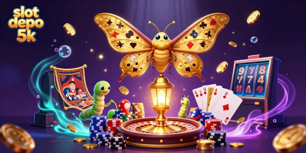 Engage with slot depo 5k in an ultra-detailed 3D illustration featuring vibrant casino elements.
