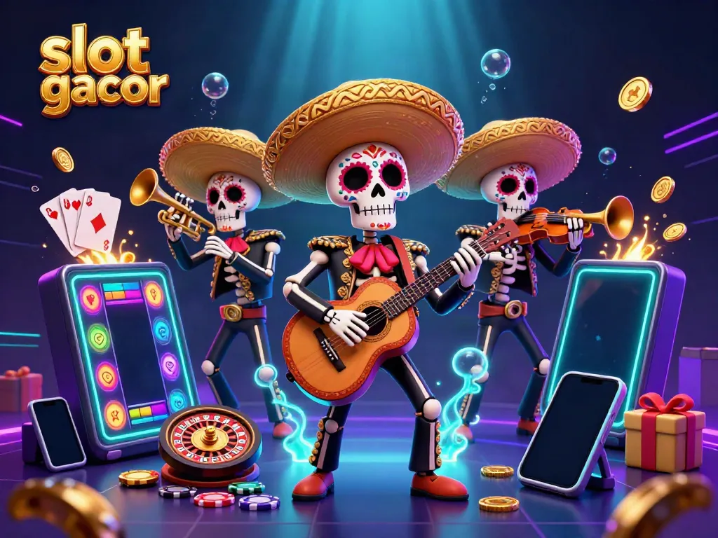 Engage with slot gacor through vibrant 3D mariachi characters, encapsulating game excitement.