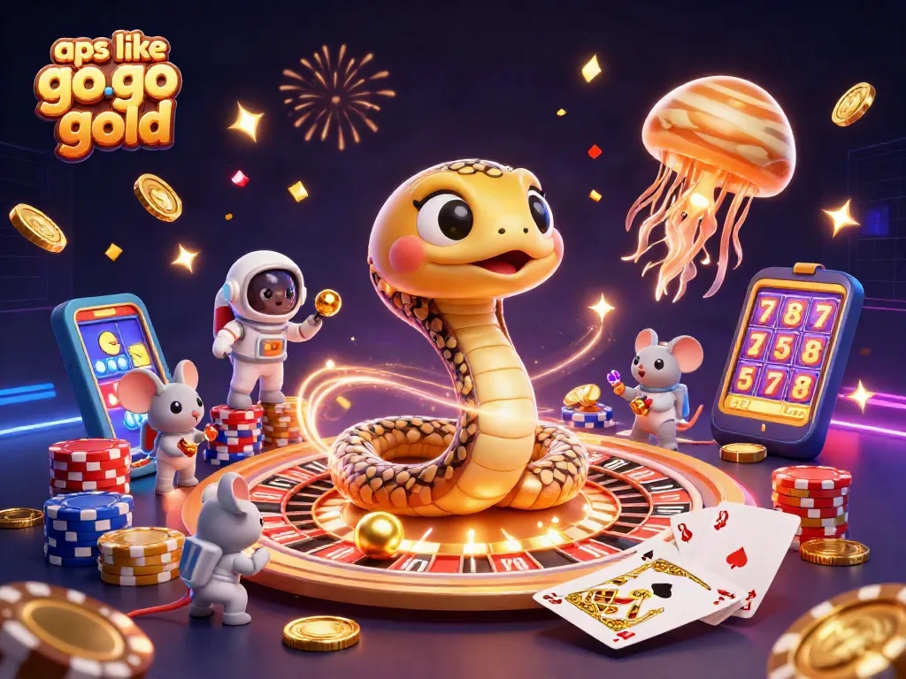 Play exciting games like Go Go Gold with a 3D scene featuring a casino-themed cosmic adventure.