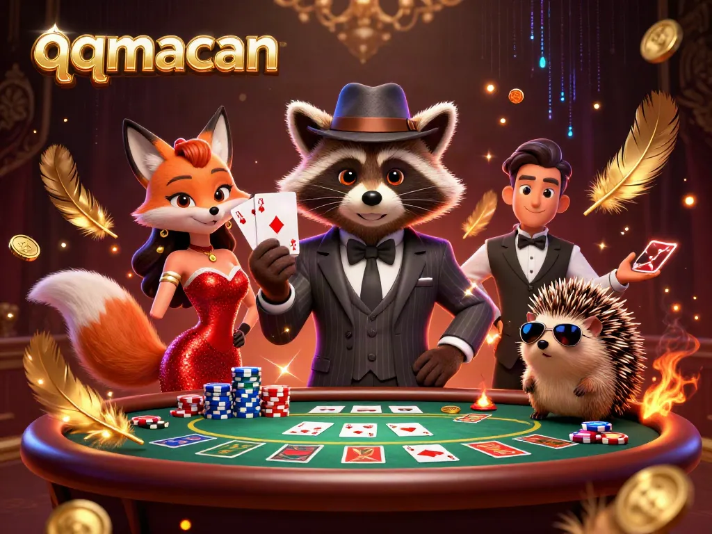 Engage with qqmacan for an electrifying poker showdown featuring vibrant characters and dynamic game elements.