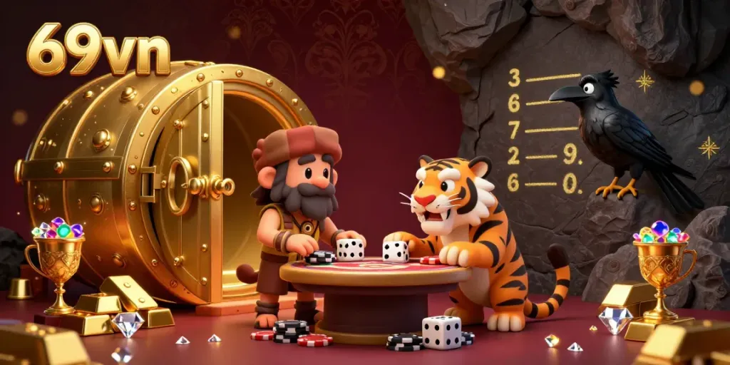 Experience the thrill of the prehistoric casino with 69vn's captivating characters and gold treasures.