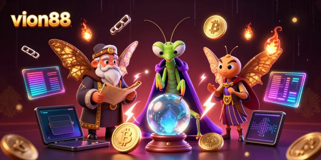 Engage with Vion88's exciting online casino experience through stunning 3D artwork.