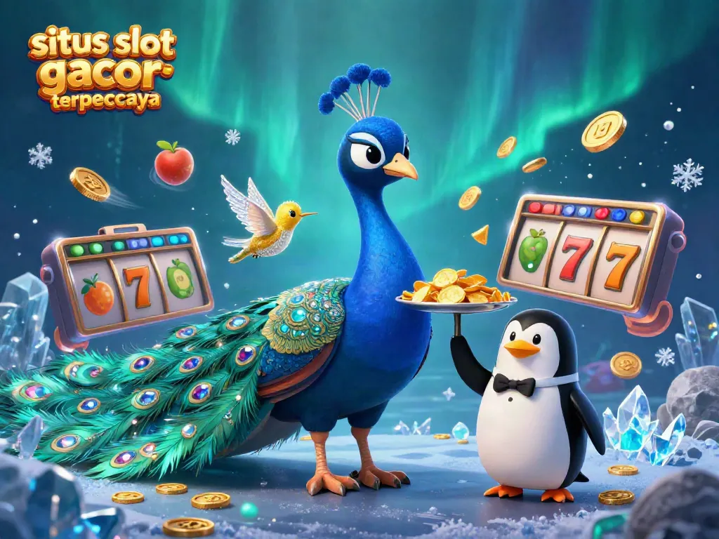 Spin and win with situs slot gacor terpercaya illustrated in a vibrant 3D casino scene.