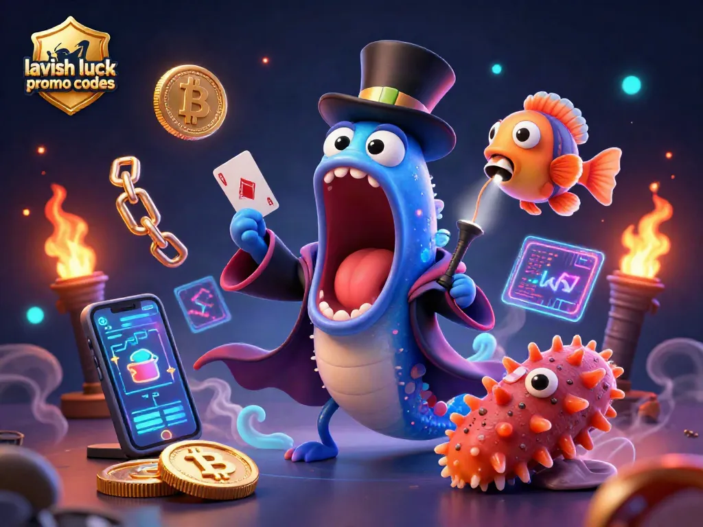 Experience lavish luck promo codes with vibrant casino-themed 3D illustration showcasing deep-sea characters and dynamic gaming elements.