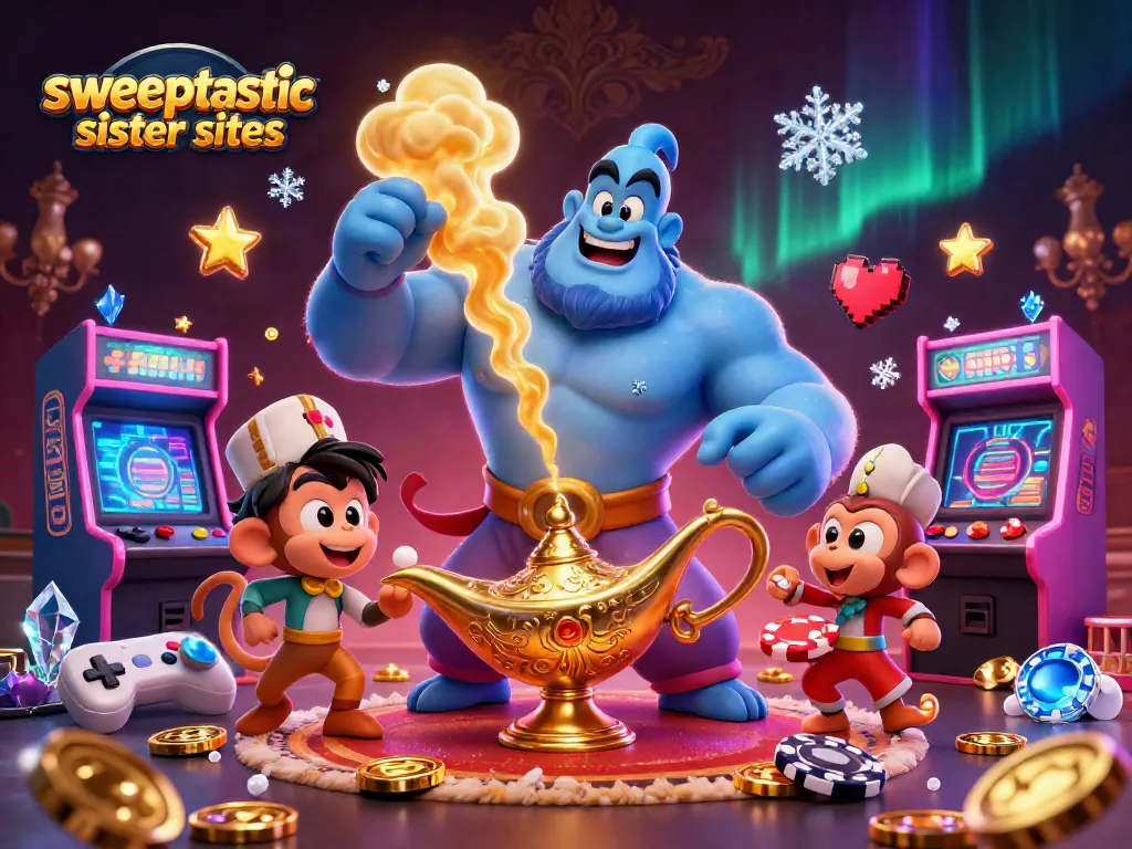 Sweeptastic sister sites bring gaming excitement with colorful arcade machines and enchanting characters.