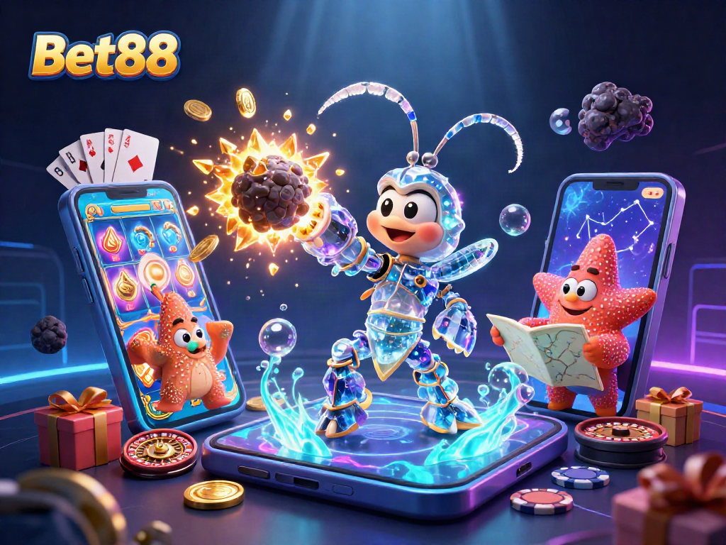 Bet88 engages players with 3D galactic samurai in a vibrant casino adventure.