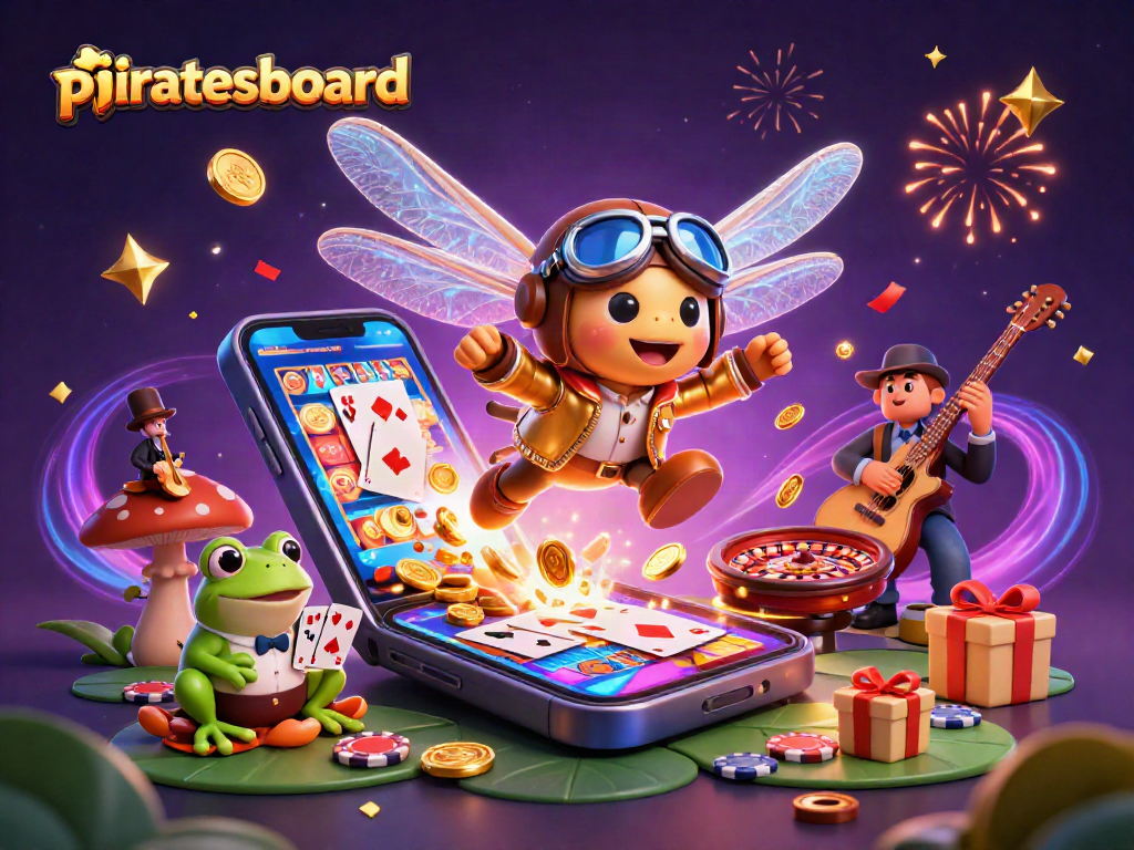 Experience the thrill of gaming with piratesboard, featuring vibrant casino elements and animated characters.