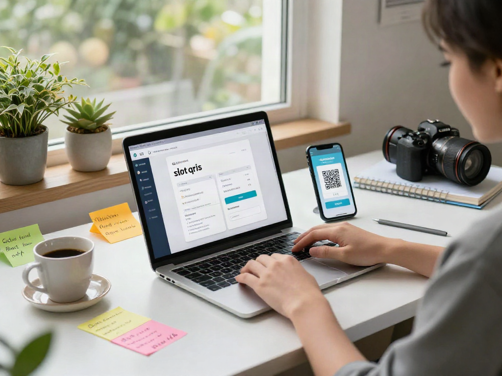 Engaging online payment workspace featuring slot qris transaction interface