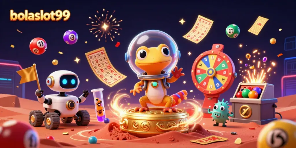 Experience the excitement of bolaslot99 with a Martian gecko uncovering a dazzling casino!