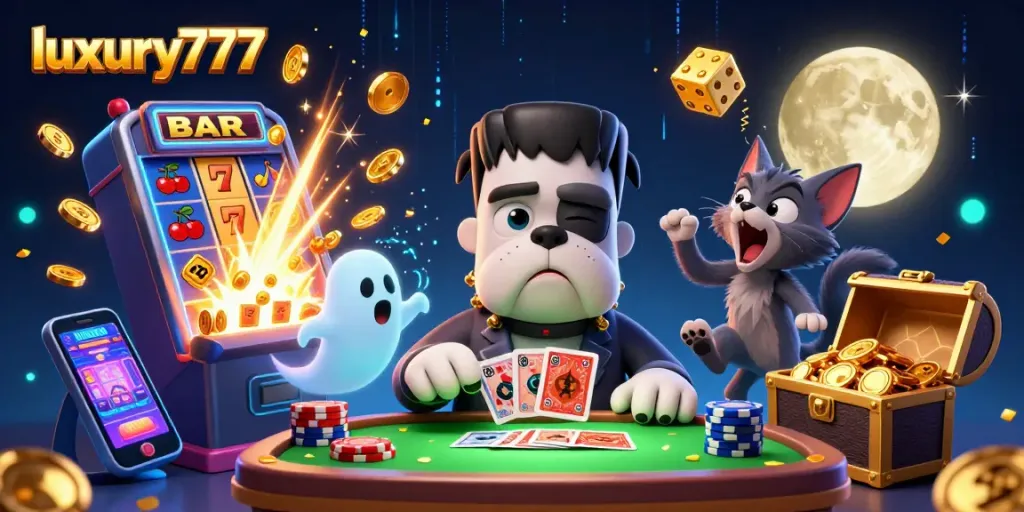 Experience massive wins with luxury777 illustrated in vibrant casino scene featuring dynamic characters and action.