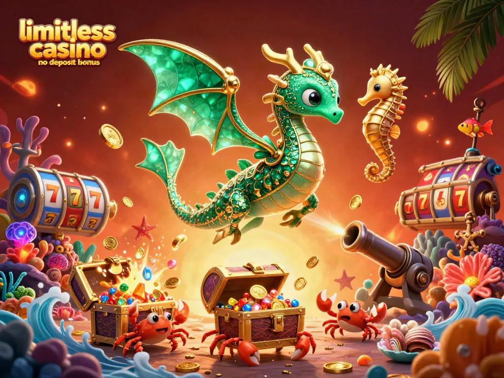 Experience the limitless casino no deposit bonus with vibrant slots and magical creatures in a 3D underwater setting.