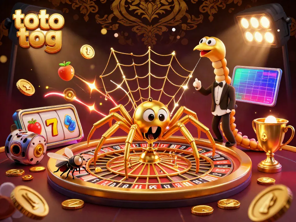 Engage in exhilarating gaming action with toto tog during a casino-themed 3D illustration filled with vibrant elements.