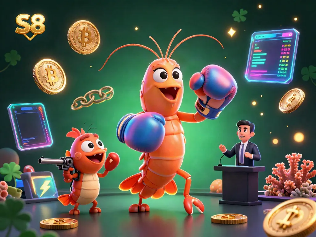 Engage with S8 casino adventures through a vibrant 3D illustration featuring crypto elements.