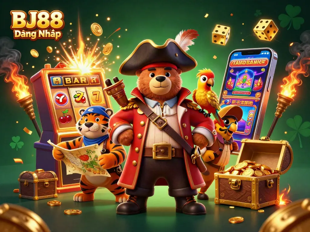 Engage with BJ88 Đăng Nhập for thrilling casino action featuring a lively 3D bear and tiger duo.