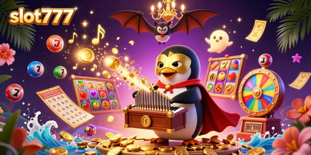 Experience the thrill of slot777 with our interactive casino environment showcasing vibrant gambling elements.