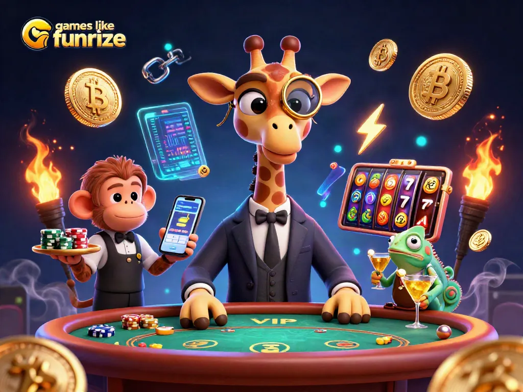 Engage with exciting games like funrize in this vibrant illustration featuring lively casino elements.