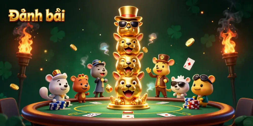 Engaging illustration of Đánh bài with colorful poker elements and exciting dynamics