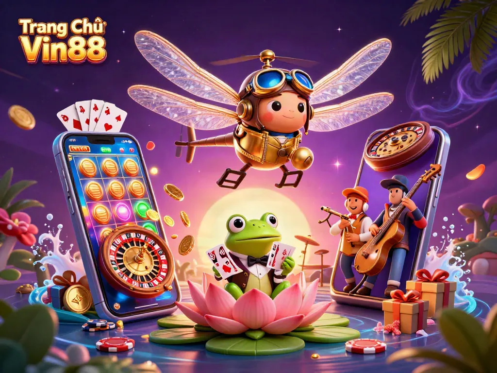 Experience thrilling gameplay at Trang Chủ Vin88 with vibrant characters and dynamic casino elements.