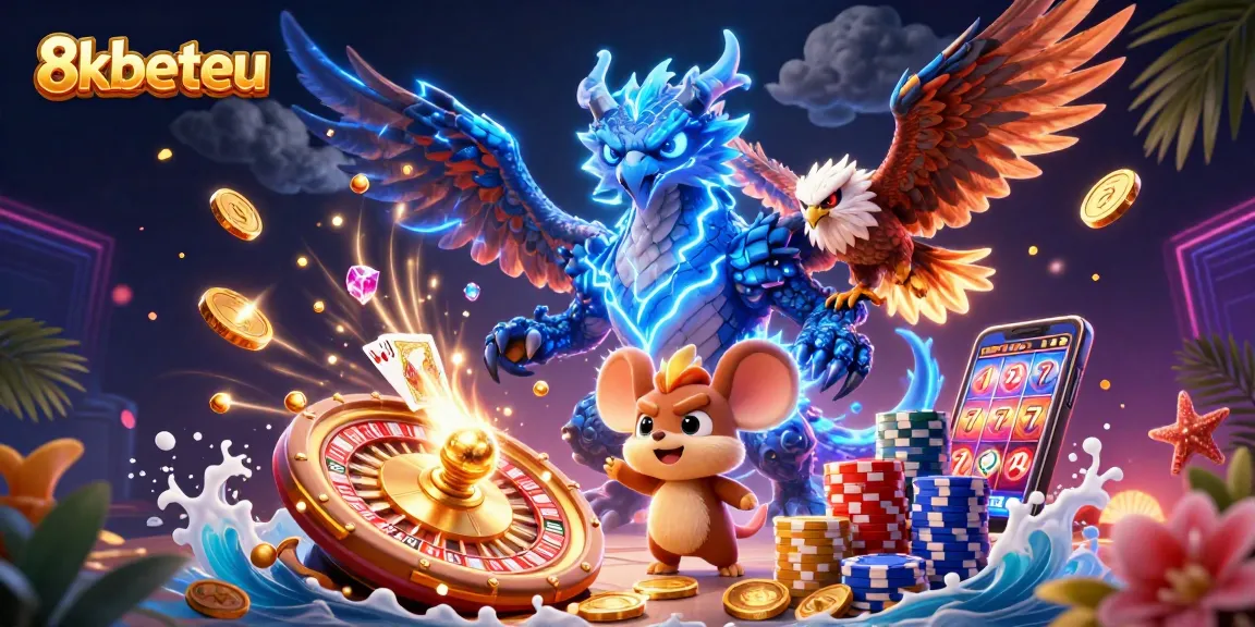 Experience the excitement of casino gaming with 8xbeteu, showcasing vibrant characters and dynamic game elements.